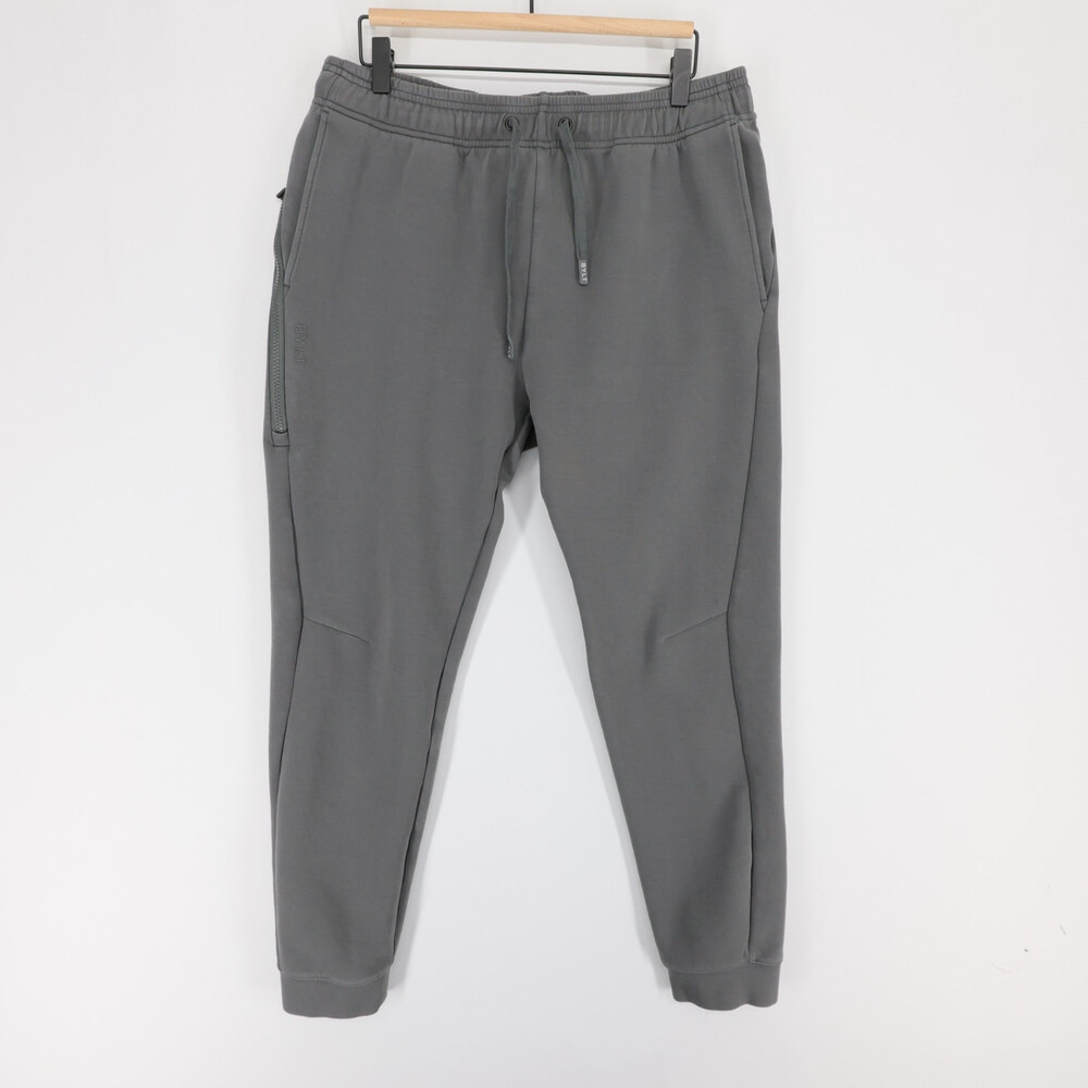 BYLT Roamknit Joggers Mens L Gray Elastic Drawstring Waist Zip Pocket Stretch